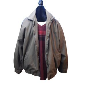 Cherokee Jacket Cotton Casual Zippered Olive Green size L